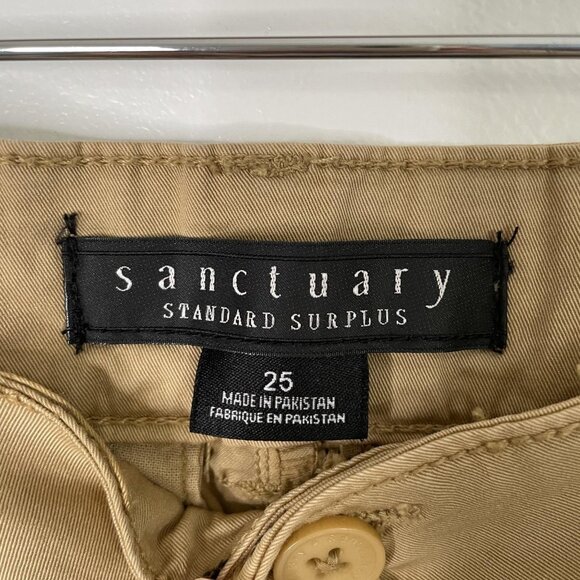 Sanctuary Pants Womens 25 Khaki Tan Mouse Cargo Baggy Jogger Utility Gorpcore - Picture 3 of 9
